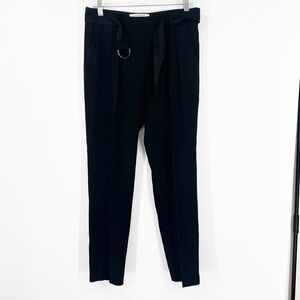 M.M. Lafleur Black High Rise Belted Trouser Pants